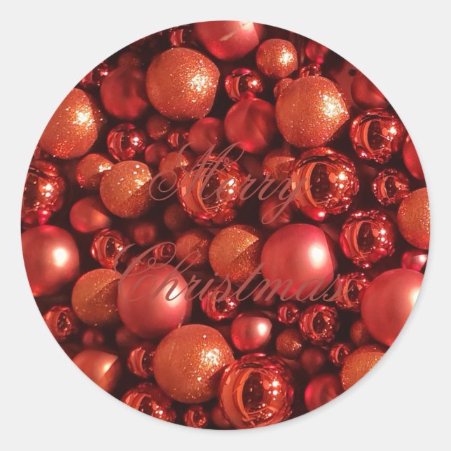 Christmas Decoration Red Baubles Classic Round Sticker (Front)