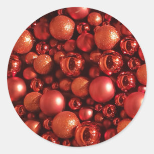 Christmas Decoration Red Baubles Classic Round Sticker