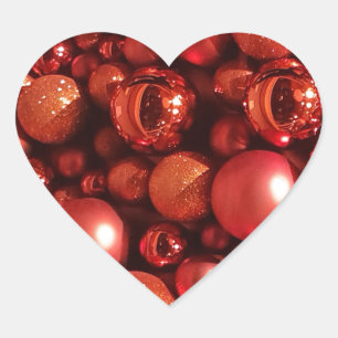 Christmas Decoration Red Baubles Heart Sticker