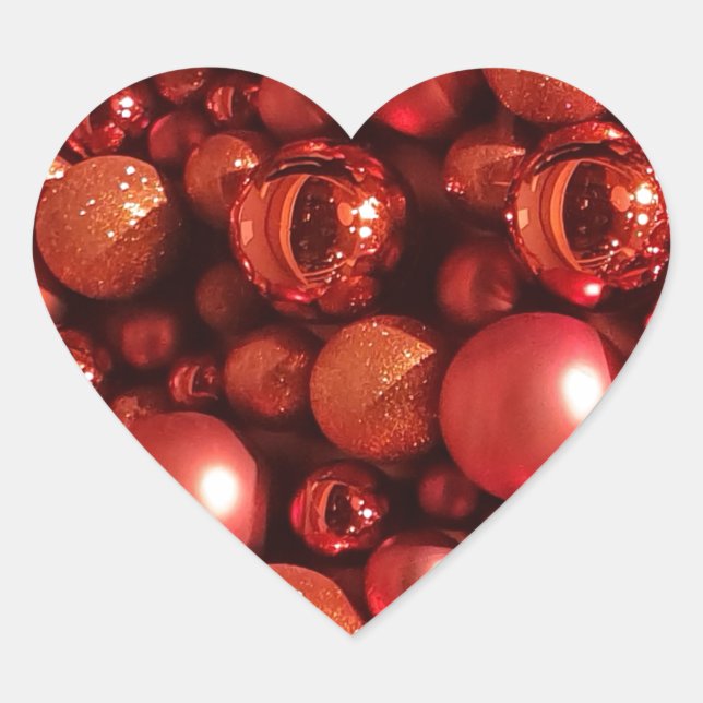 Christmas Decoration Red Baubles Heart Sticker (Front)