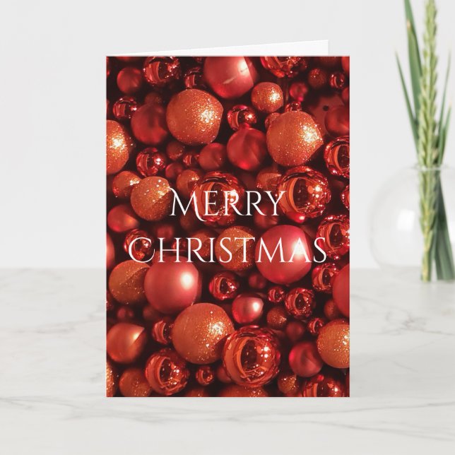 Christmas Decoration Red Baubles Holiday Card (Front)