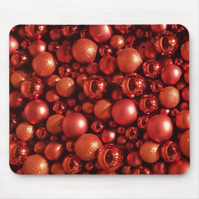 Christmas Decoration Red Baubles Mouse Mat (Front)