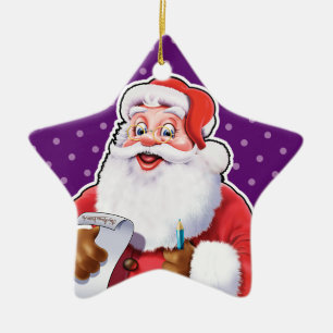 Christmas decoration Santa checking his list.