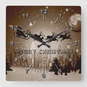 Christmas decoration square wall clock