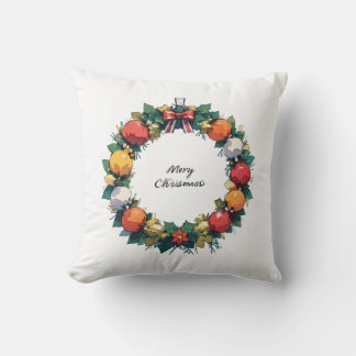 Christmas decoration tree and Merry Christmas scri Cushion