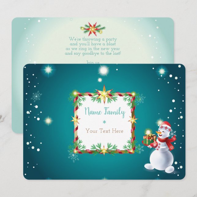 Christmas decoration Winter Fairy Tale Snowman Invitation (Front/Back)