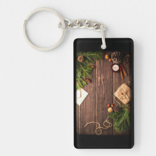 Christmas Decoration with Barn Wood and Pine Key Ring