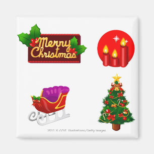 Christmas decorations against white background magnet