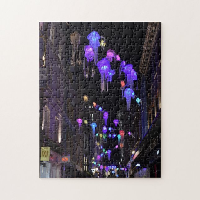 Christmas Decorations at Night, SoHo, London UK Jigsaw Puzzle (Vertical)
