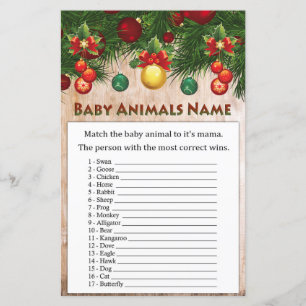 christmas decorations Baby Animals Name Game