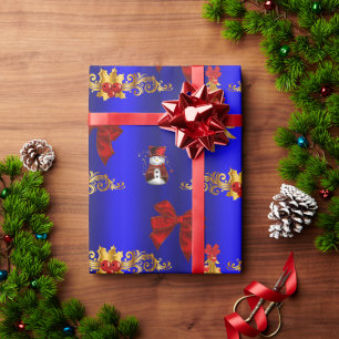 Christmas Decorations Blue Wrapping Paper