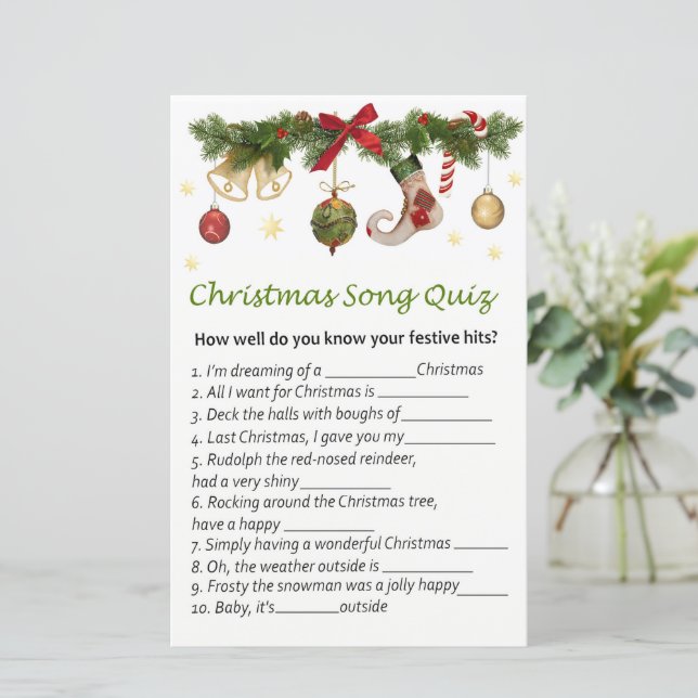 Christmas decorations christmas song quiz game (Standing Front)