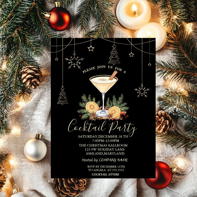 Christmas Decorations Cocktail Orange Christmas  Invitation (Creator Uploaded)