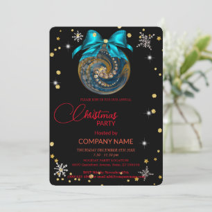 Christmas  Decorations Corporate blue ornament Invitation