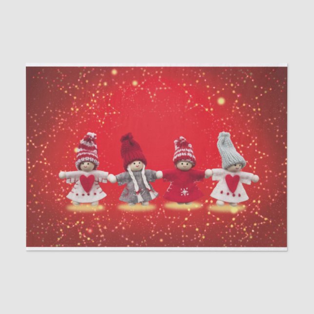 Christmas decorations on a red background tissue paper (Front)
