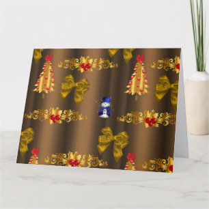 Christmas Decorations on Bronze Christmas Card