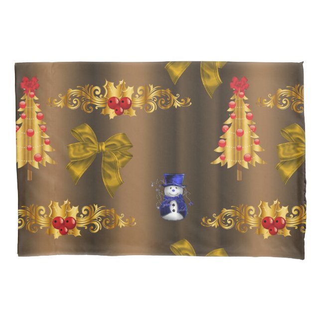 Christmas Decorations On Bronze Pillowcase (Front)
