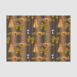 Christmas Decorations on Bronze Tissue Paper