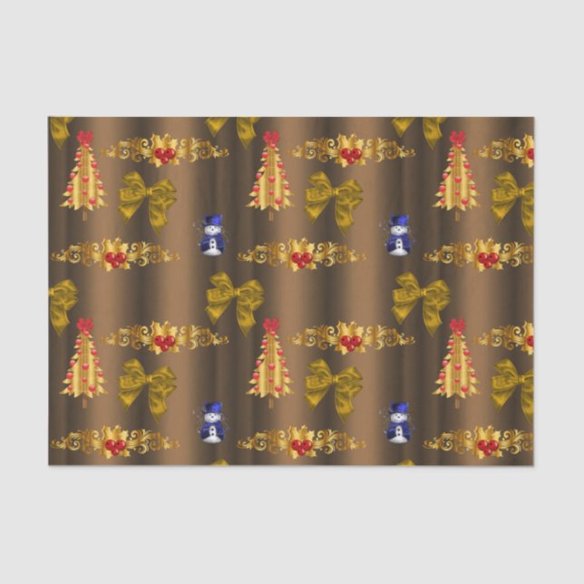 Christmas Decorations on Bronze Tissue Paper (Front)