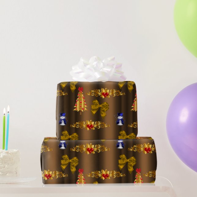 Christmas Decorations on Bronze Wrapping Paper (Creator Uploaded)