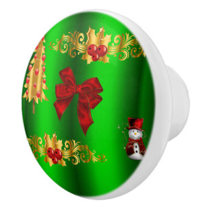 Christmas Decorations On Green Ceramic Knob