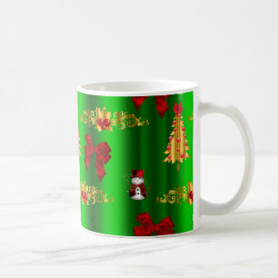 Christmas Decorations On Green Coffee Mug