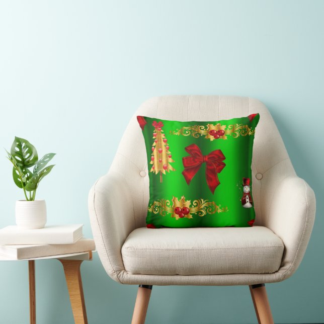 Christmas Decorations on Green Cushion (Chair)