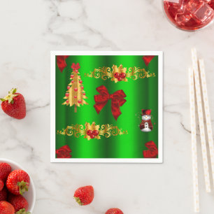 Christmas Decorations On Green Napkin