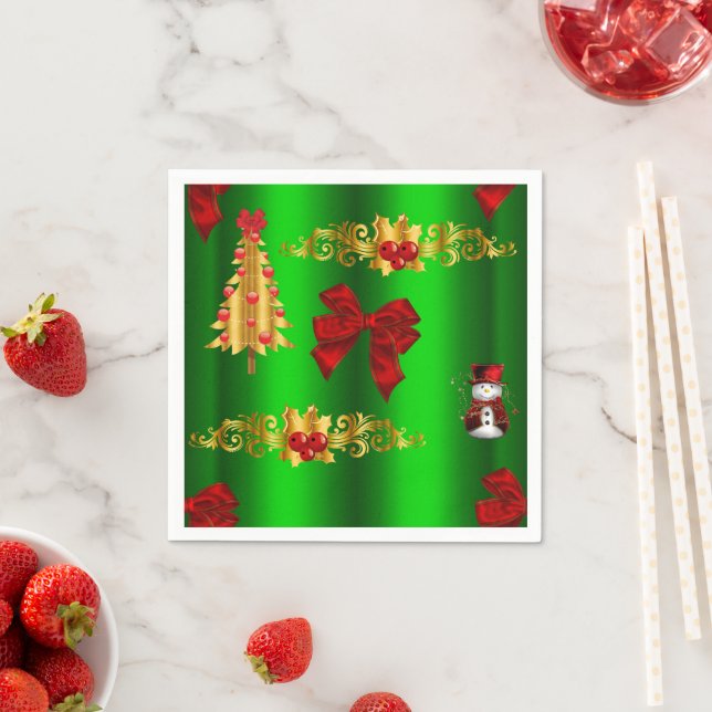 Christmas Decorations On Green Napkin (Insitu)