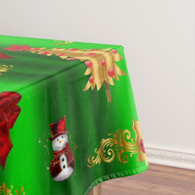 Christmas Decorations on Green Tablecloth (In Situ)