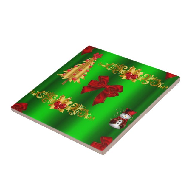 Christmas Decorations On Green Tile (Side)