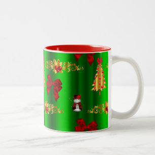 Christmas Decorations on Green Two-Tone Coffee Mug