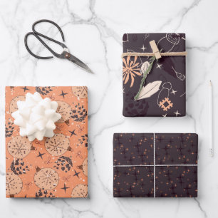 Christmas decorations, ornament, flowers, cones on wrapping paper sheet