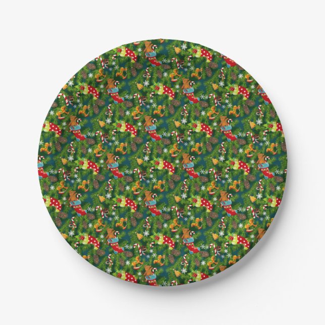Christmas Decorations Pattern Paper Plate (Front)