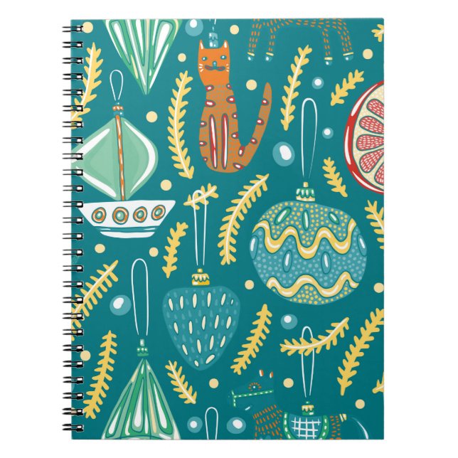 Christmas decorations seamless pattern. Bright col Notebook (Front)