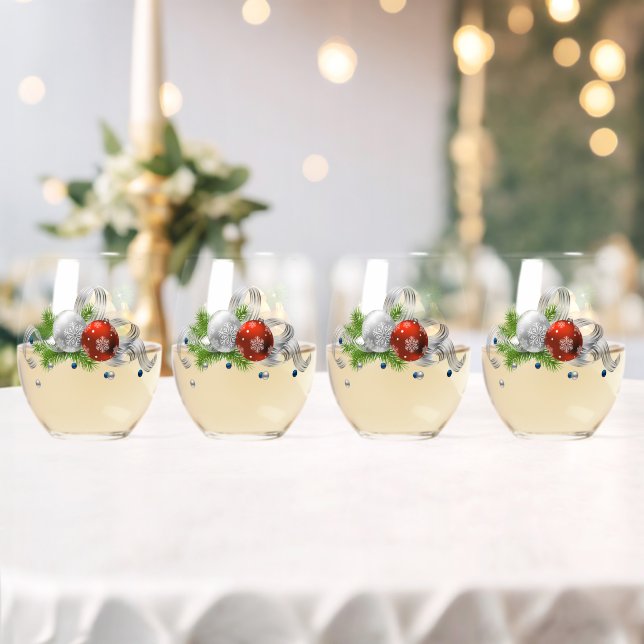 Christmas decorations stemless wine glass (Insitu (Wedding))