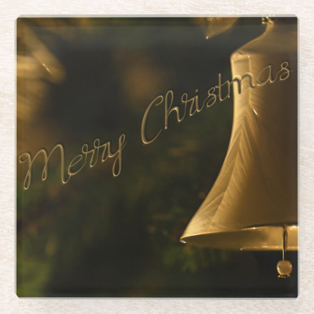 Christmas Decorative Bell Glass Coaster (Front)