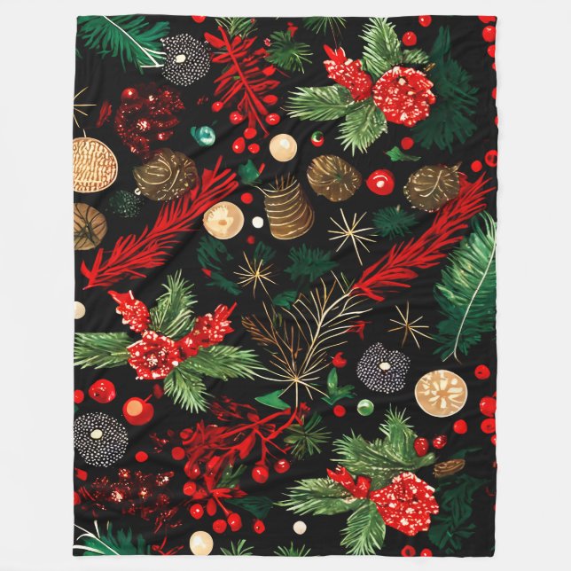 Christmas Decorative Fleece Blanket, Large  (Front)