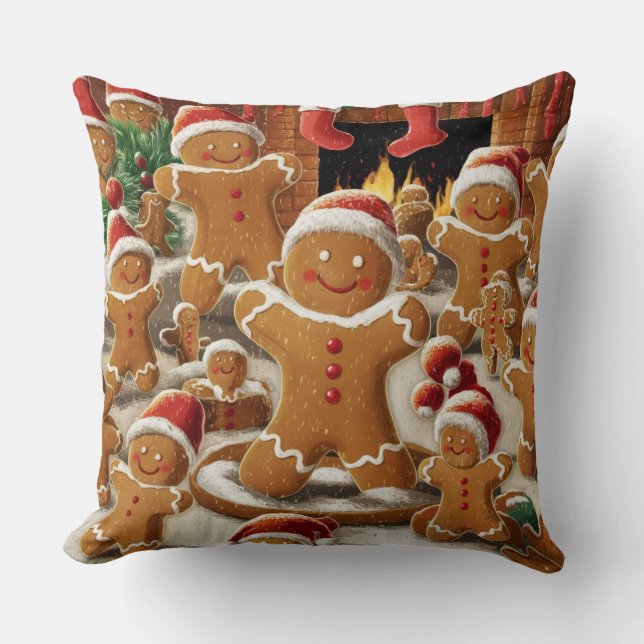 Christmas Decorative Gingerbread Men Pattern Cushion (Front)