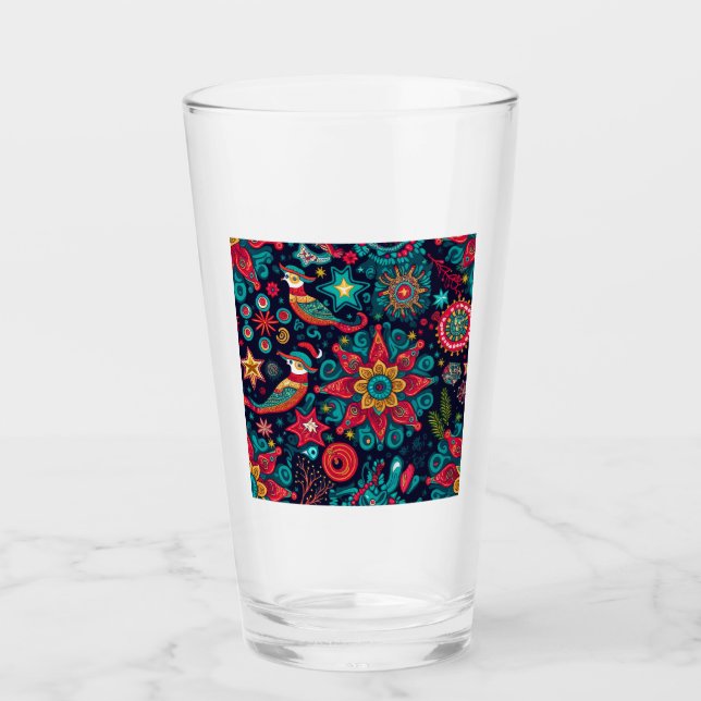 Christmas Decorative Pattern Glass Tumbler  (Front)
