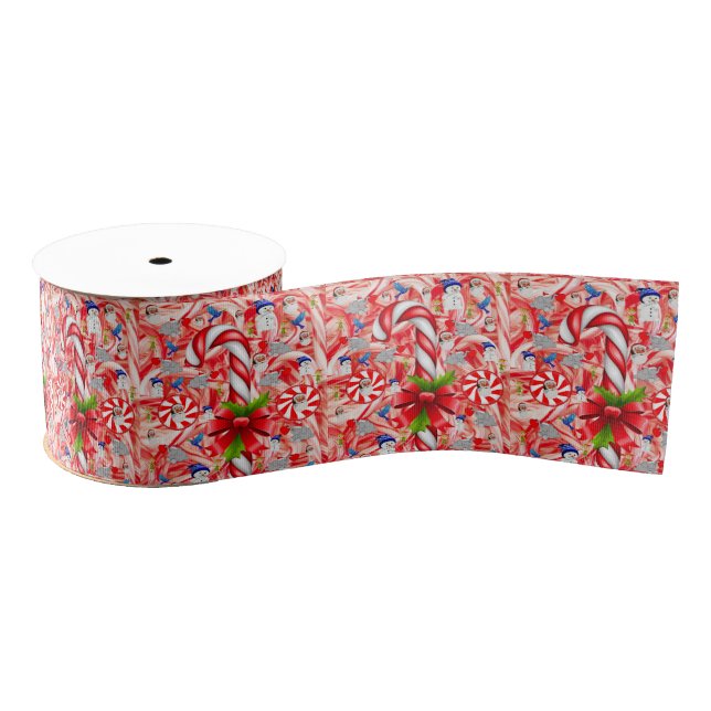 Christmas Decorative Ribbon, Candy Cane Grosgrain Ribbon (Spool)