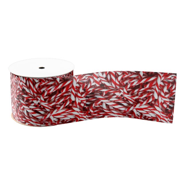 Christmas Decorative Ribbon, Candy Cane Grosgrain Ribbon (Spool)