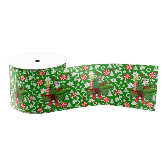 Christmas Decorative Ribbon, Christmas Candle Grosgrain Ribbon (Spool)