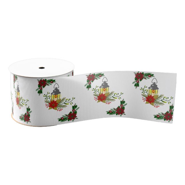 Christmas Decorative Ribbon, Christmas Candle Grosgrain Ribbon (Spool)