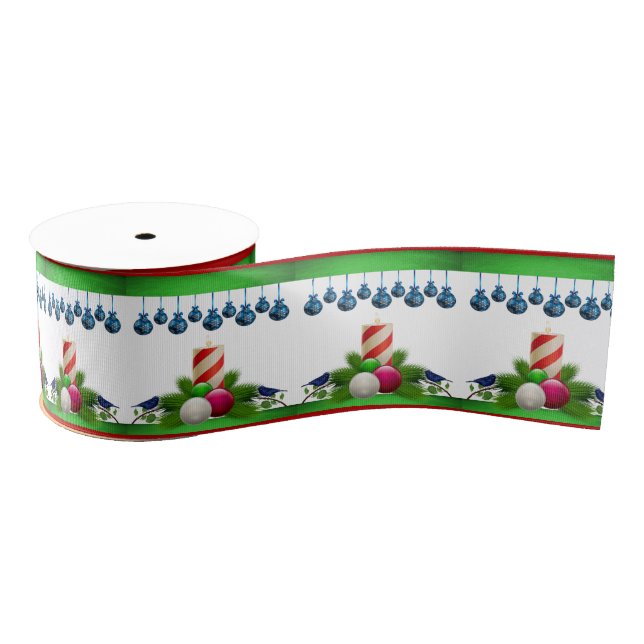Christmas Decorative Ribbon, Christmas Candle Grosgrain Ribbon (Spool)