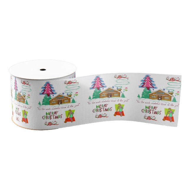 Christmas Decorative Ribbon, Cleaning Lady Grosgrain Ribbon (Spool)