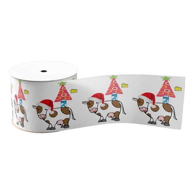 Christmas Decorative Ribbon, Cow Hat Milk Cheese  Grosgrain Ribbon (Spool)