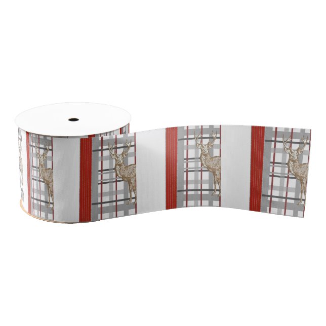Christmas Decorative Ribbon, Deer Grosgrain Ribbon (Spool)