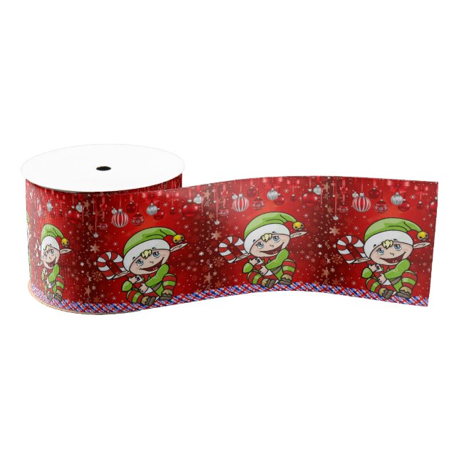 Christmas Decorative Ribbon, Elf Grosgrain Ribbon (Spool)