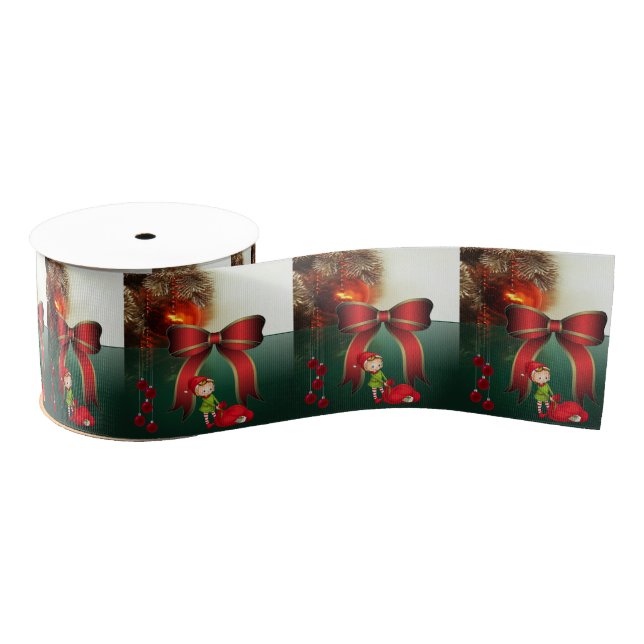 Christmas Decorative Ribbon, Elf Grosgrain Ribbon (Spool)